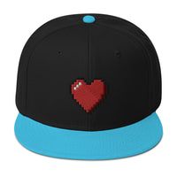 Retro 8 Bit Video Game Pixelated Heart Embroidered Flat Bill Cap embroidered snapback hat, product image 14