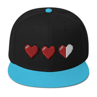 3 Heart Meter Retro 8 Bit Video Game Pixelated Embroidered Flat Bill Cap embroidered snapback hat, product image 14