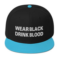 Wear Black Drink Blood Embroidered Flat Bill Cap embroidered snapback hat, product image 13