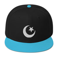 Star and Crescent Moon Ancient Symbol Embroidered Flat Bill Cap embroidered snapback hat, product image 13