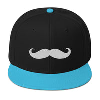 Classic Handlebar Mustache Embroidered Flat Bill Cap embroidered snapback hat, product image 13