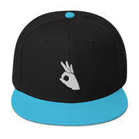 Okay Sign Hand Gesture Symbol Embroidered Flat Bill Cap embroidered snapback hat, product image 13