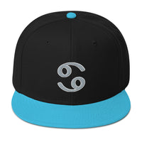 Zodiac Sign Cancer Embroidered Flat Bill Cap embroidered snapback hat, product image 12