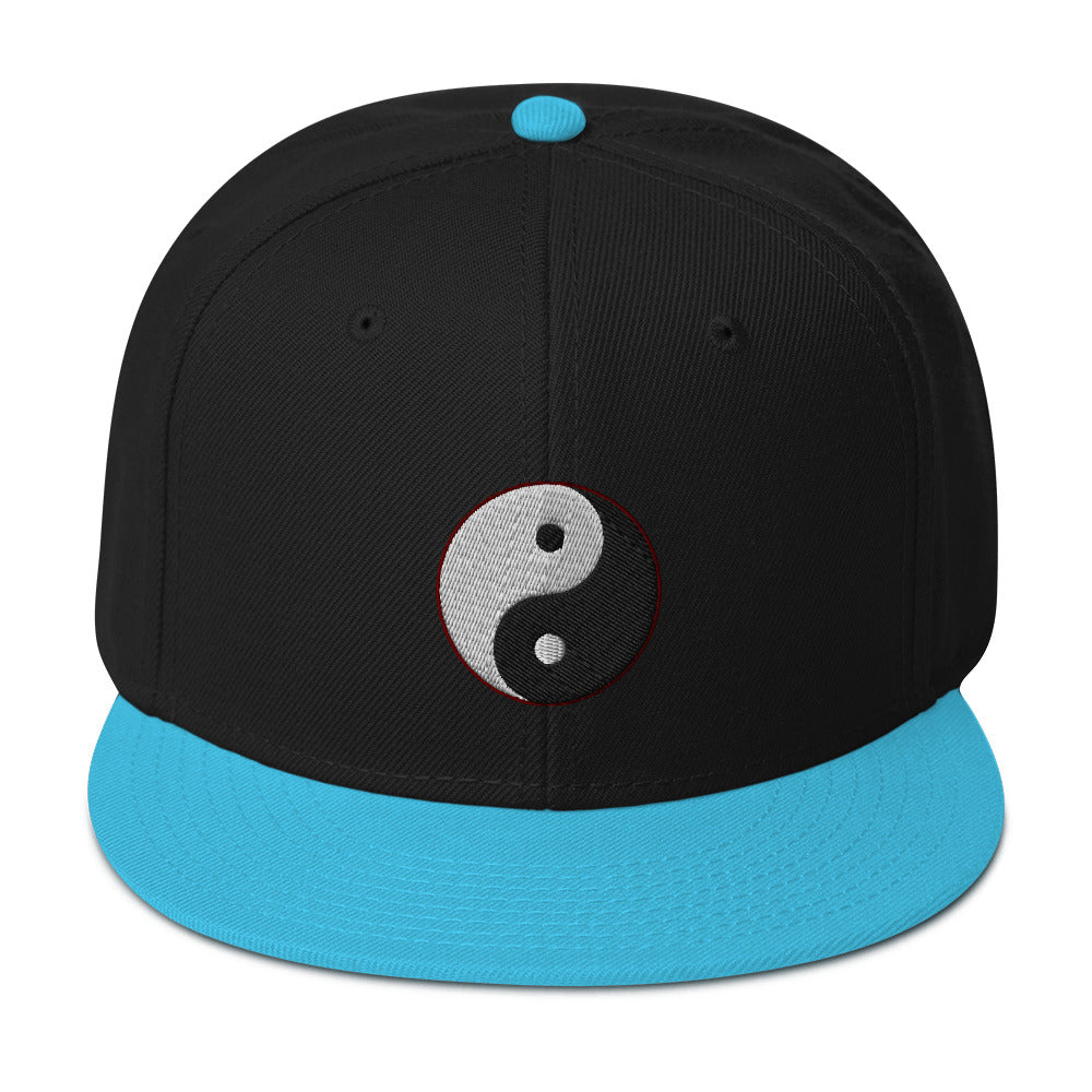 Yin and Yang Chinese Symbol Embroidered Flat Bill Cap Snapback Hat