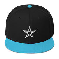 White Wiccan Woven Pentagram Symbol Embroidered Flat Bill Cap embroidered snapback hat, product image 14