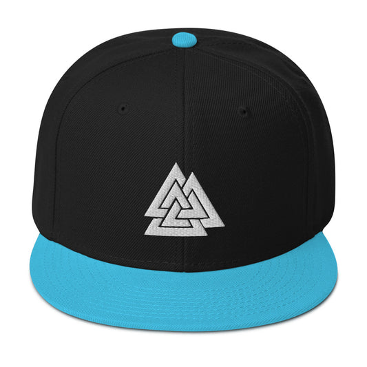 Viking Valknut Triangles of Power and Glory Embroidered Flat Bill Cap embroidered snapback hat, product image 1