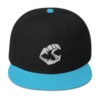 White Vampire Novelty Halloween Fangs Embroidered Flat Bill Cap embroidered snapback hat, product image 14