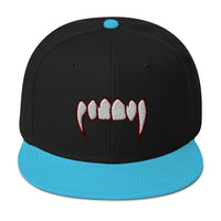 Bloody Dracula Vampire Fangs Embroidered Flat Bill Cap embroidered snapback hat, product image 13
