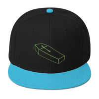 Green Toe Pincher Coffin with Cross Embroidered Flat Bill Cap embroidered snapback hat, product image 13