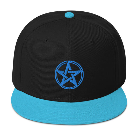 Blue Witching Hour Woven Pentagram Embroidered Flat Bill Cap embroidered snapback hat, product image 1