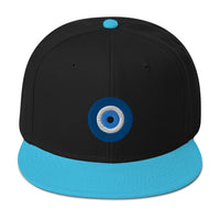 The Evil Eye Classic Embroidered Flat Bill Cap embroidered snapback hat, product image 14