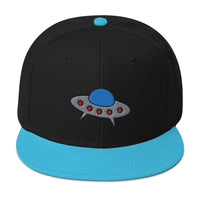 Space Alien Ship UFO Flying Saucer Embroidered Flat Bill Cap embroidered snapback hat, product image 13