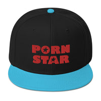 Red Porn Star Logo Embroidered Flat Bill Cap embroidered snapback hat, product image 13