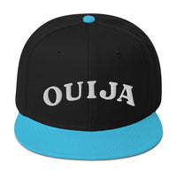 White Ouija Spirit Board Words Embroidered Flat Bill Cap embroidered snapback hat, product image 12