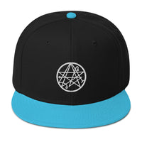 White Necronomicon Symbol Book of Dead Embroidered Flat Bill Cap embroidered snapback hat, product image 12