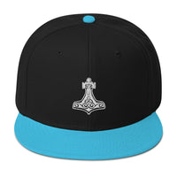 Viking God of Thunder Hammer Mjolnir Embroidered Flat Bill Cap embroidered snapback hat, product image 14