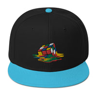 Melting Speed Cube Gaming Puzzle Box Embroidered Flat Bill Cap embroidered snapback hat, product image 13