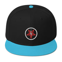 Lightning Bolt Inverted Pentagram Occult Embroidered Flat Bill Cap embroidered snapback hat, product image 13
