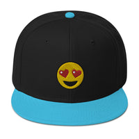 Heart – Eyes Emoji Embroidered Emoticon Flat Bill Cap embroidered snapback hat, product image 13
