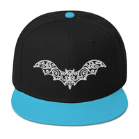 White Gothic Vine Wrought Iron Bat Embroidered Flat Bill Cap embroidered snapback hat, product image 14
