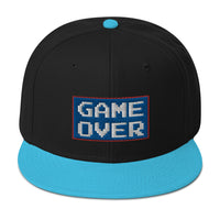 Game Over 8 Bit Embroidered 80's Retro Style Flat Bill Cap embroidered snapback hat, product image 13