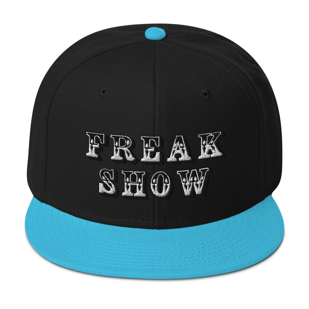 White Circus Freak Show Embroidered Flat Bill Cap Snapback Hat