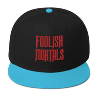 Red Foolish Mortals Haunted Mansion Embroidered Flat Bill Cap embroidered snapback hat, product image 13