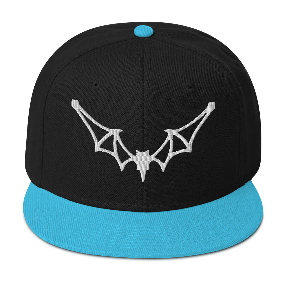 Flying Vampire Frame Bat Embroidered Flat Bill Cap Snapback Hat