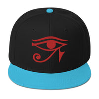 Red Eye of Ra Egyptian Goddess Embroidered Flat Bill Cap embroidered snapback hat, product image 13