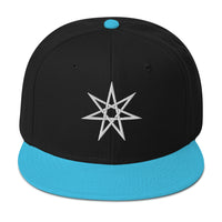White Elven Star Witchcraft Symbol Embroidered Flat Bill Cap embroidered snapback hat, product image 12