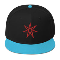Red Elven Star Witchcraft Symbol Embroidered Flat Bill Cap embroidered snapback hat, product image 13
