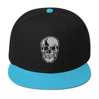 Death Skull Embroidered Horror Style Flat Bill Cap embroidered snapback hat, product image 14