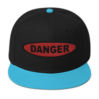 Red Danger Warning Sign Embroidered Flat Bill Cap embroidered snapback hat, product image 13