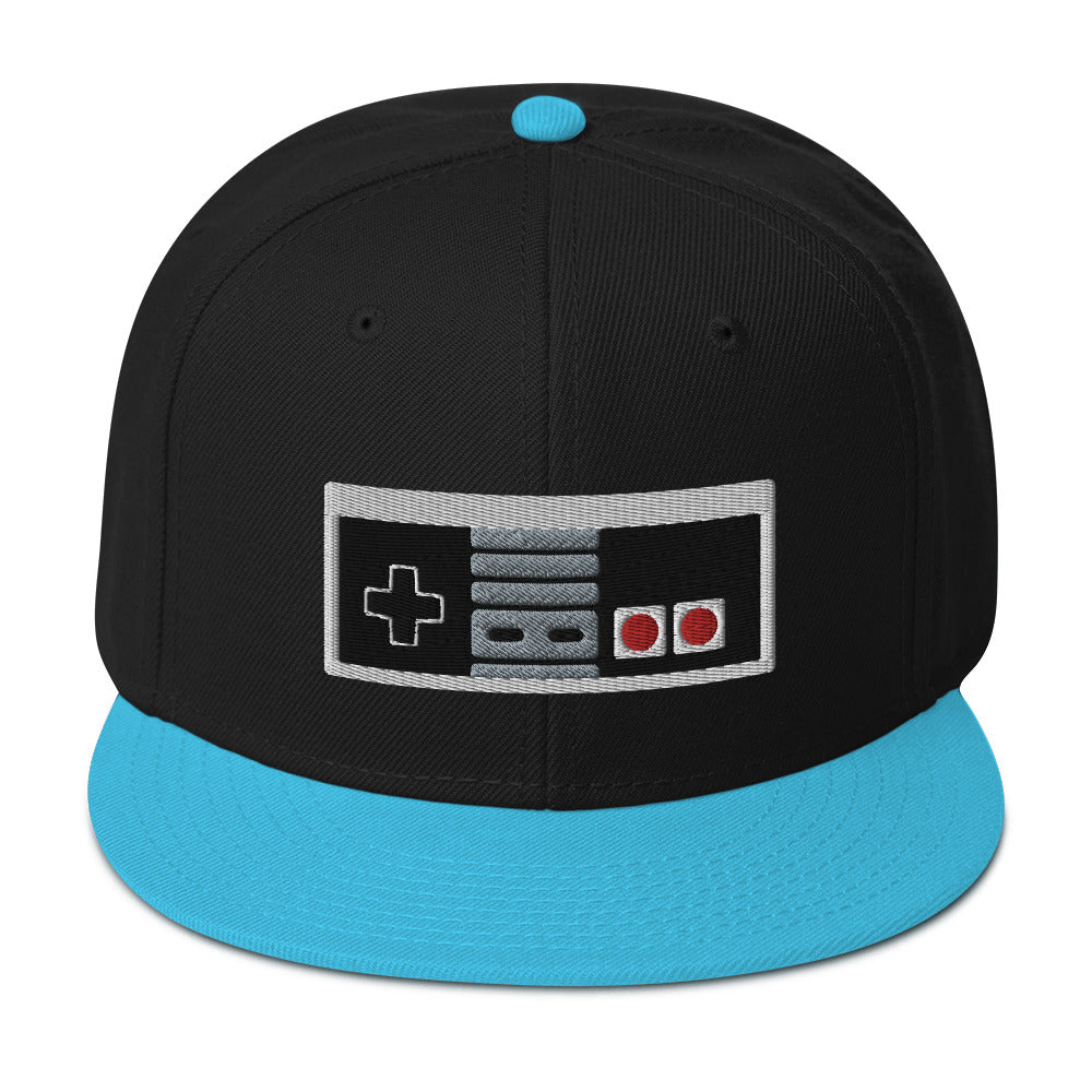 Classic 80's Game Controller Embroidered Flat Bill Cap Snapback Hat