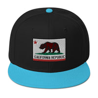 California U.S. State Flag Embroidered Flat Bill Cap embroidered snapback hat, product image 14