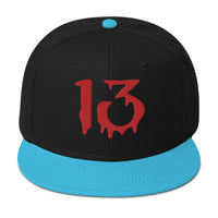Bloody Number Thirteen 13 Lucky Halloween Embroidered Flat Bill Cap embroidered snapback hat, product image 13