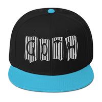 Black and White Vertical Stripe Goth Embroidered Flat Bill Cap embroidered snapback hat, product image 14
