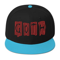 Black and Red Vertical Stripe Goth Embroidered Flat Bill Cap embroidered snapback hat, product image 13