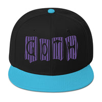 Black and Purple Vertical Stripe Goth Embroidered Flat Bill Cap embroidered snapback hat, product image 13