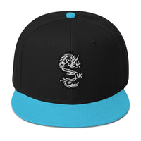 White Ancient Chinese Dragon Embroidered Flat Bill Cap embroidered snapback hat, product image 13