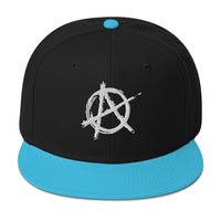 White Anarchy Sign Punk Rock Chaos Embroidered Flat Bill Cap embroidered snapback hat, product image 14