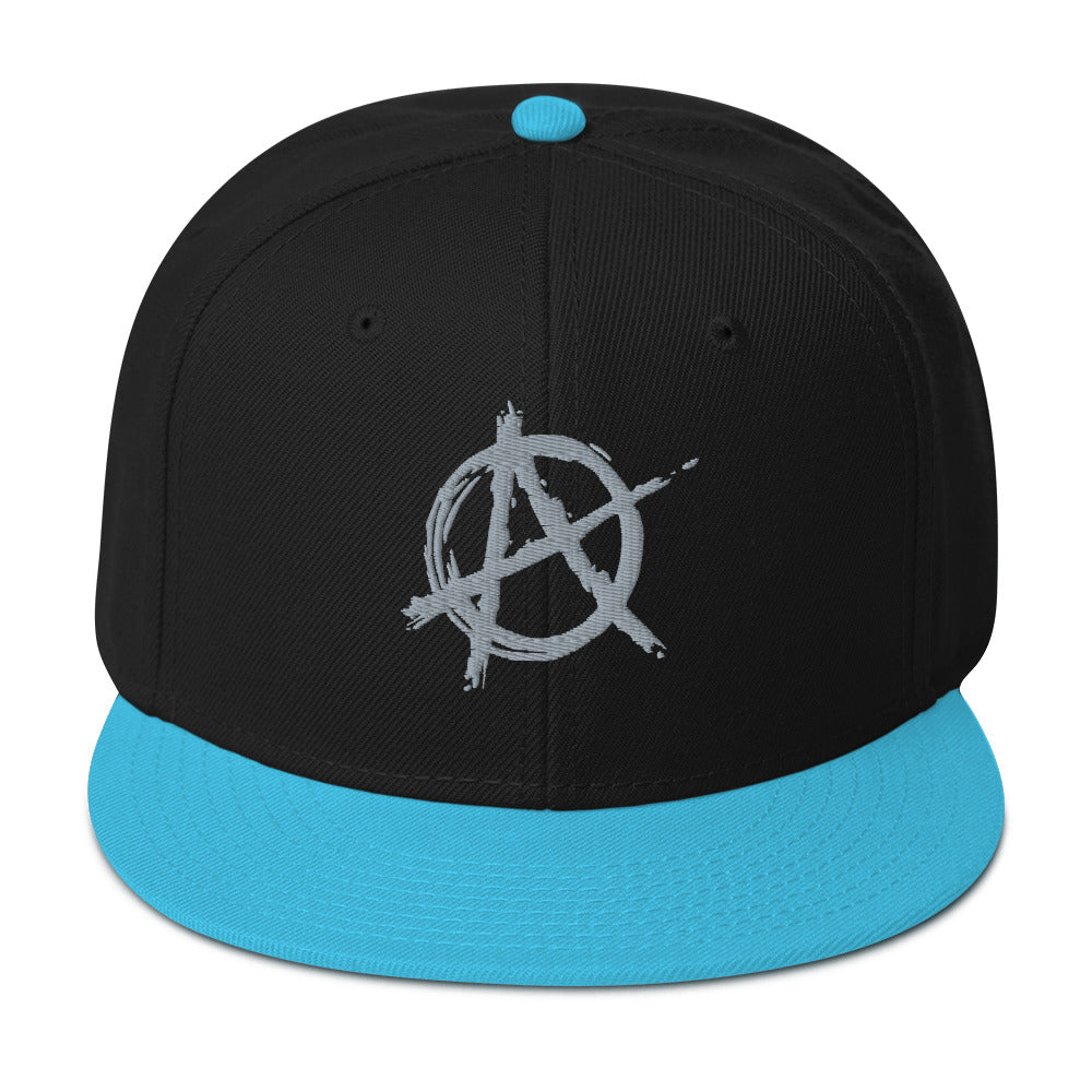 Grey Anarchy Sign Punk Rock Chaos Embroidered Flat Bill Cap Snapback Hat