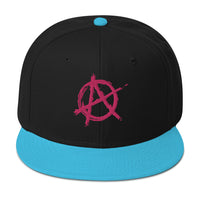Pink Anarchy Sign Punk Rock Chaos Embroidered Flat Bill Cap embroidered snapback hat, product image 14