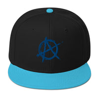Blue Anarchy Sign Punk Rock Chaos Embroidered Flat Bill Cap embroidered snapback hat, product image 14