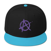 Purple Anarchy Sign Punk Rock Chaos Embroidered Flat Bill Cap embroidered snapback hat, product image 13