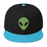 Alien Face Little Green Men Embroidered Flat Bill Cap embroidered snapback hat, product image 13
