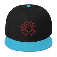 Red 9 Point Star Pentagram Occult Symbol Embroidered Flat Bill Cap embroidered snapback hat, product image 13