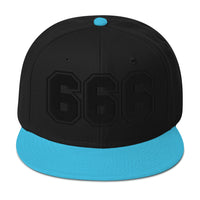 Black 666 The Number of the Beast Evil Embroidered Flat Bill Cap embroidered snapback hat, product image 13