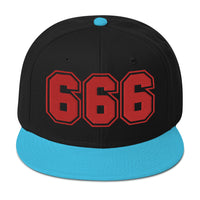 Red 666 The Number of the Beast Evil Embroidered Flat Bill Cap embroidered snapback hat, product image 13