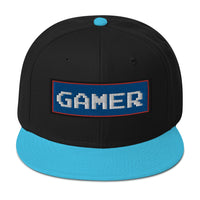 80's Retro Style 8 Bit Gamer Embroidered Flat Bill Cap embroidered snapback hat, product image 13